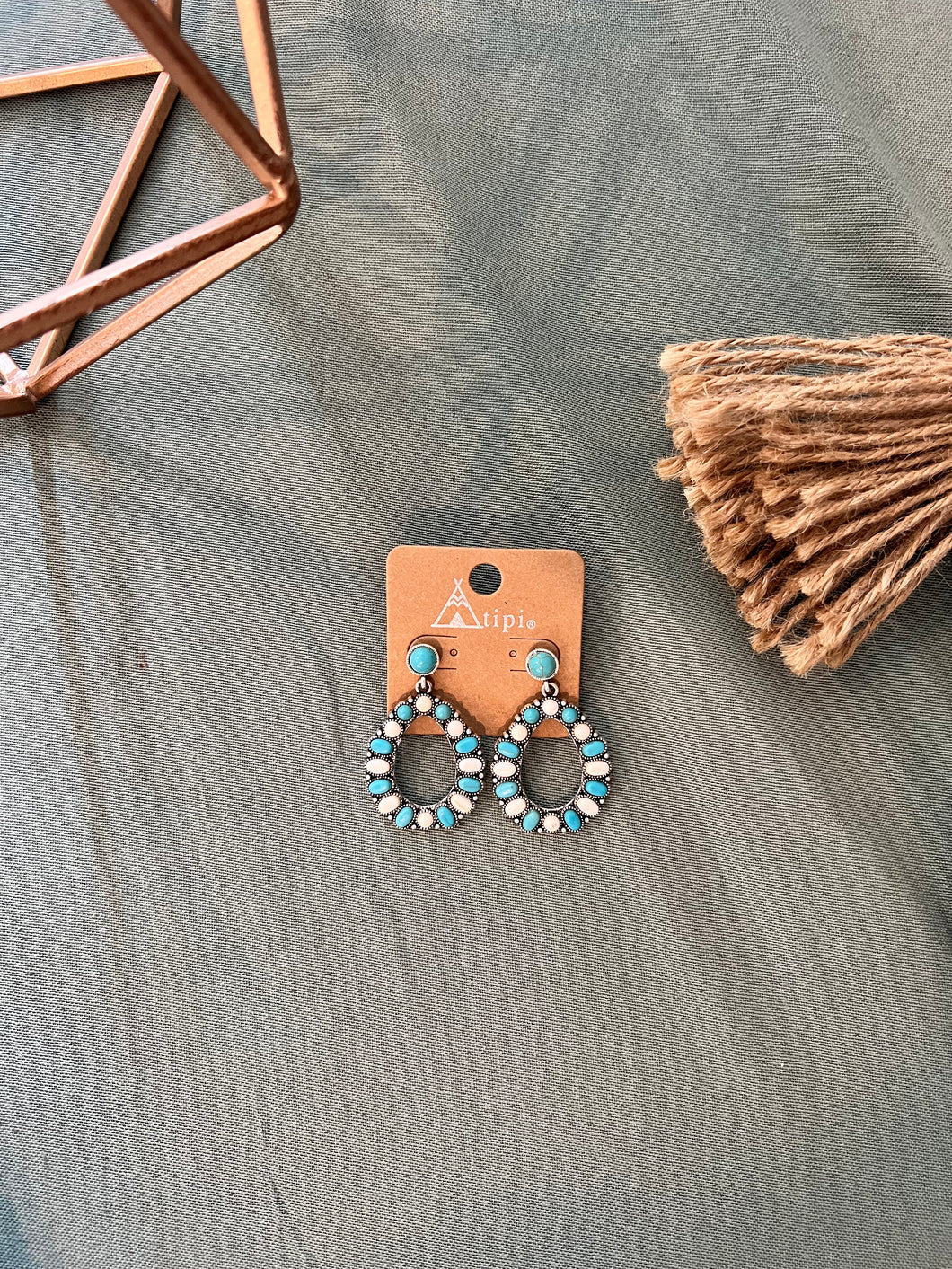 Turquoise and White Teardrop Earrings