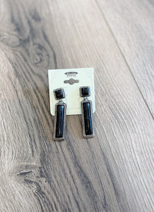 Black Rectangle Earrings