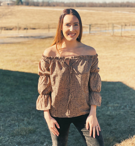 Off-shoulder Cheetah Blouse